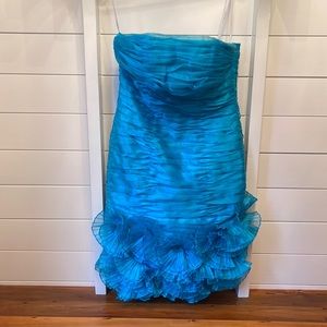 Lara Teal Mini Strapless Formal Dress NWT